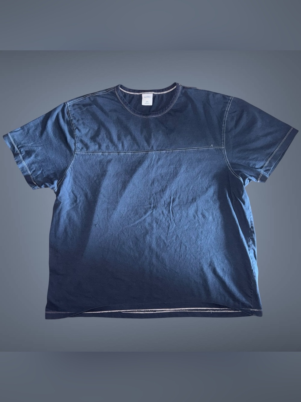 Y2K Old Navy Contrast Stitch Navy Blue Crewneck T-Shirt Men’s XXL 100% Cotton